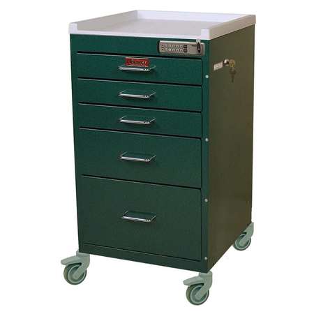 HARLOFF 5 Drawer Steel Mini Line Anesthesia Cart w/ Basic Push Lock 3145E